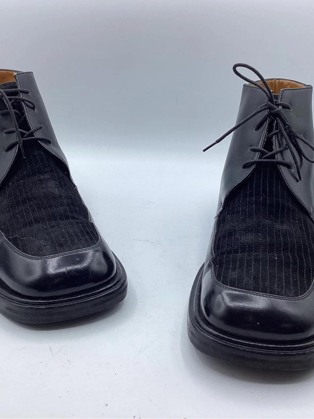 Mezlan Spain Men's Black Leather Mixed Media Square Toe Chukka Boots Size 9M⁠